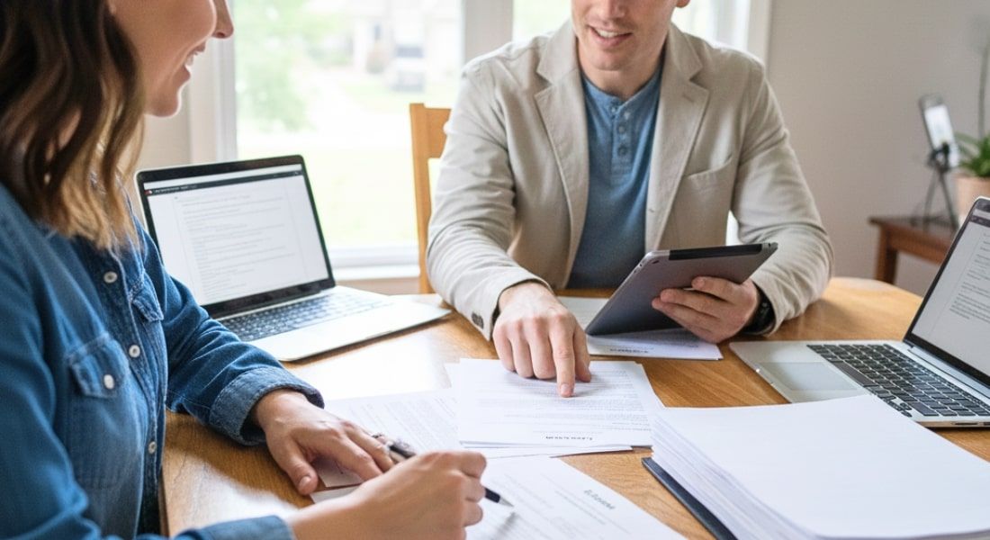 couple reviewing paperwork