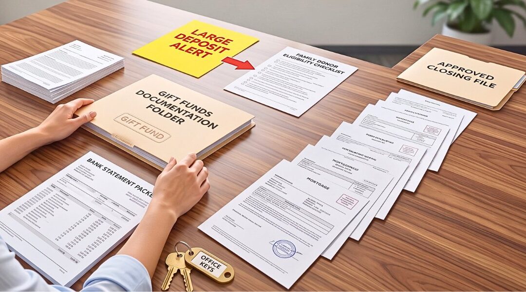 Woman reviewing mortgage documents on a desk